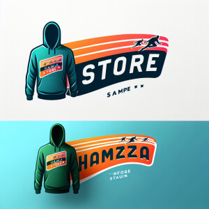 Create a logo with the text "HAMZA STORE" and a picture of the s...