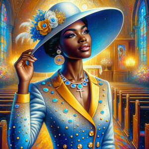 A spiritually enriching illustration portrays an African America...