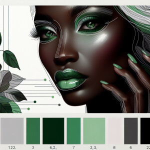 Create a sophisticated color palette with a mix of white, variou...