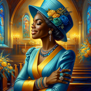 A spiritually enriching illustration portrays an African America...