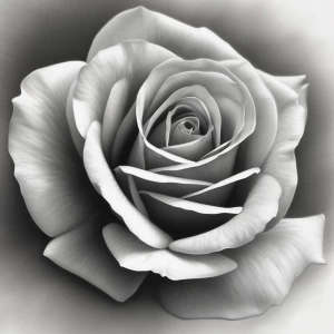 A lightly shaded sketch of a single rose, its petals soft and delicate.