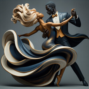 3d wood and porcelain sculpture of an Afrocentric woman with a m...