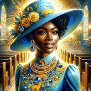 A spiritually enriching illustration portrays an African America...