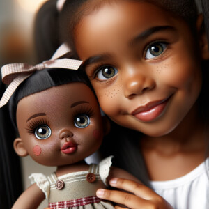 African-American girl with huge Hazel Brown eyes and long, black...