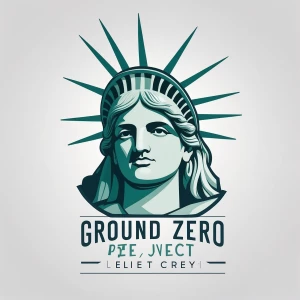 Create a symmetrical logo featuring the phrase "GROUND ZERO PROJ...
