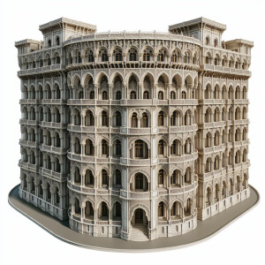 Design a luxurious classic facade for a four-story hotel in Chab...