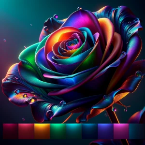A Multi-Colored rose, each petal a swirl of iridescent hues: cri...