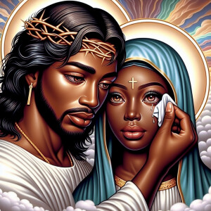 Ensure that the image distinctly represents both Jesus Christ an...
