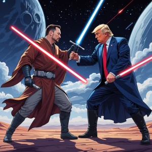 Star Wars-inspired duel between Elon Musk and Donald Trump on a...