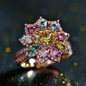 Design a breathtakingly beautiful ring adorned with an array of...