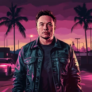 Elon Musk in GTA art style — — highly detailed character portra...