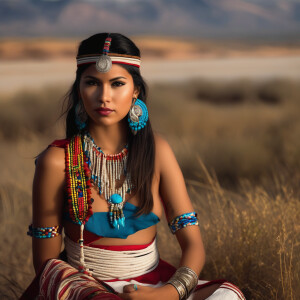 Native girl in traditional garbs posing for a model photoshoot,...