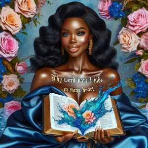 Create an image of an ultra-light-skinned African-American woman...