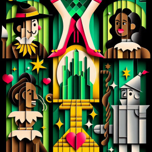 Design a reimagined poster for "The Wizard of Oz," incorporating...