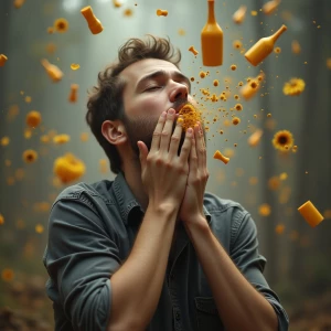 a person sneezing so hard ,bowling pins fall over while people l...