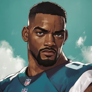 Will Smith as NFL player, in GTA art style.