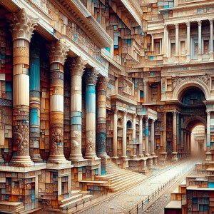 A hyper-realistic abstract photograph of the Roman empire
