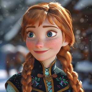 Photorealistic image, high resolution. Anna from Frozen