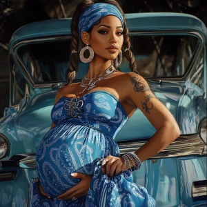 a modern Chicano lowrider art style. It features a confident pre...