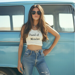 Color film photograph from 1975 of a beautiful 23-year-old brune...