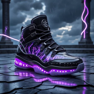 "Futuristic Air Jordan 11-inspired sneaker — sleek, glossy paten...
