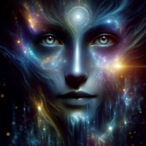 In a chilling yet mesmerizing scene, a shimmering figure engulfs...