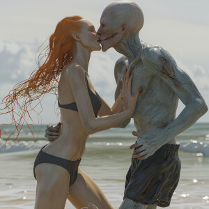 A photorealistic high resolution image. Light ginger haired fema...