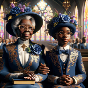 Adjust the 3-D realistic image to depict the African-American gr...