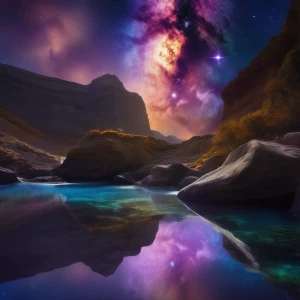 Create a digital artwork depicting three surreal celestial being...