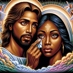 Ensure that the image distinctly represents both Jesus Christ an...