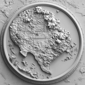 Design a high-contrast grayscale 3d bas relief of the State of T...