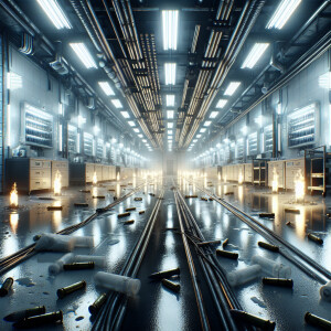 Escape from Tarkov, laboratory, white interior, many fluorescent...