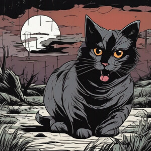 A scary cat cartoon cat