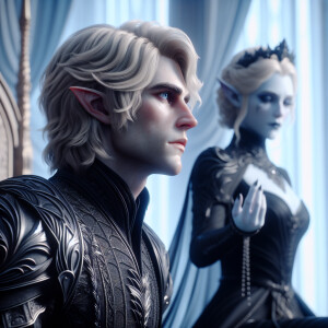 Caranthir-Ar-Fieniel from the Witcher kneels down before Queen T...