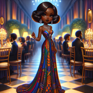 "Create an artistic depiction of an African American chibi chara...