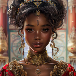 Create an illustration of a Mixed Ethnicity Empress, embodying A...
