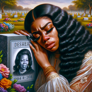 A beautiful light-skinned African-American woman with long wavy...