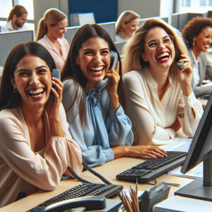 Secretarias riendo a carcajadas