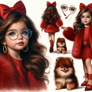A glamorous & festive digital airbrush oil painting of a young 4...