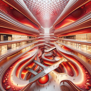 A mall design inspired from the inside of a tomato