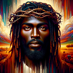 Create a re-realistic to face of an African-American Jesus Chris...