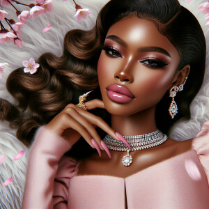 Create a realistic airbrushed illustration of an light skin Afri...