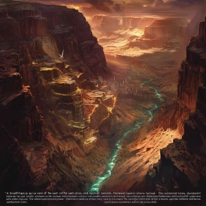 "A breathtaking aerial view of the vast, otherworldly canyon, it...