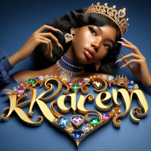 VCraft a 3-D image showcasing the name 'KAREN' in a luxurious go...