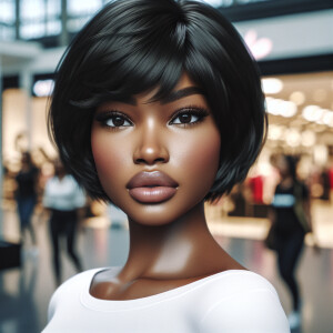 A skin light skin beautiful black woman photorealistic hair phot...