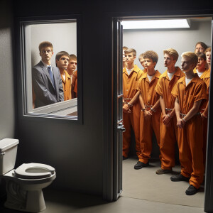 white Male juvenile inmates about 5’ to 5’6 in height. They stan...