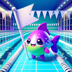 Cute and realistic Purple and neon green piranha
Holding a white...