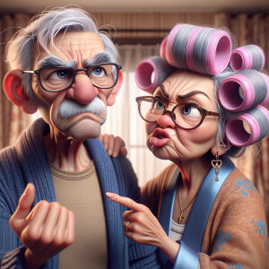 An animated image featuring an elderly couple in a moment of lig...