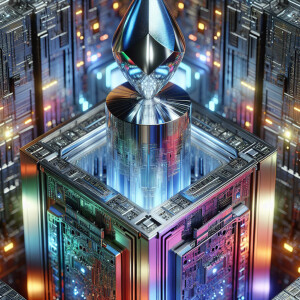 In the midst of a futuristic cityscape, a dazzling lavish silico...