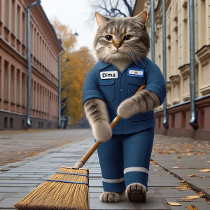 Кот дворник с именем дима